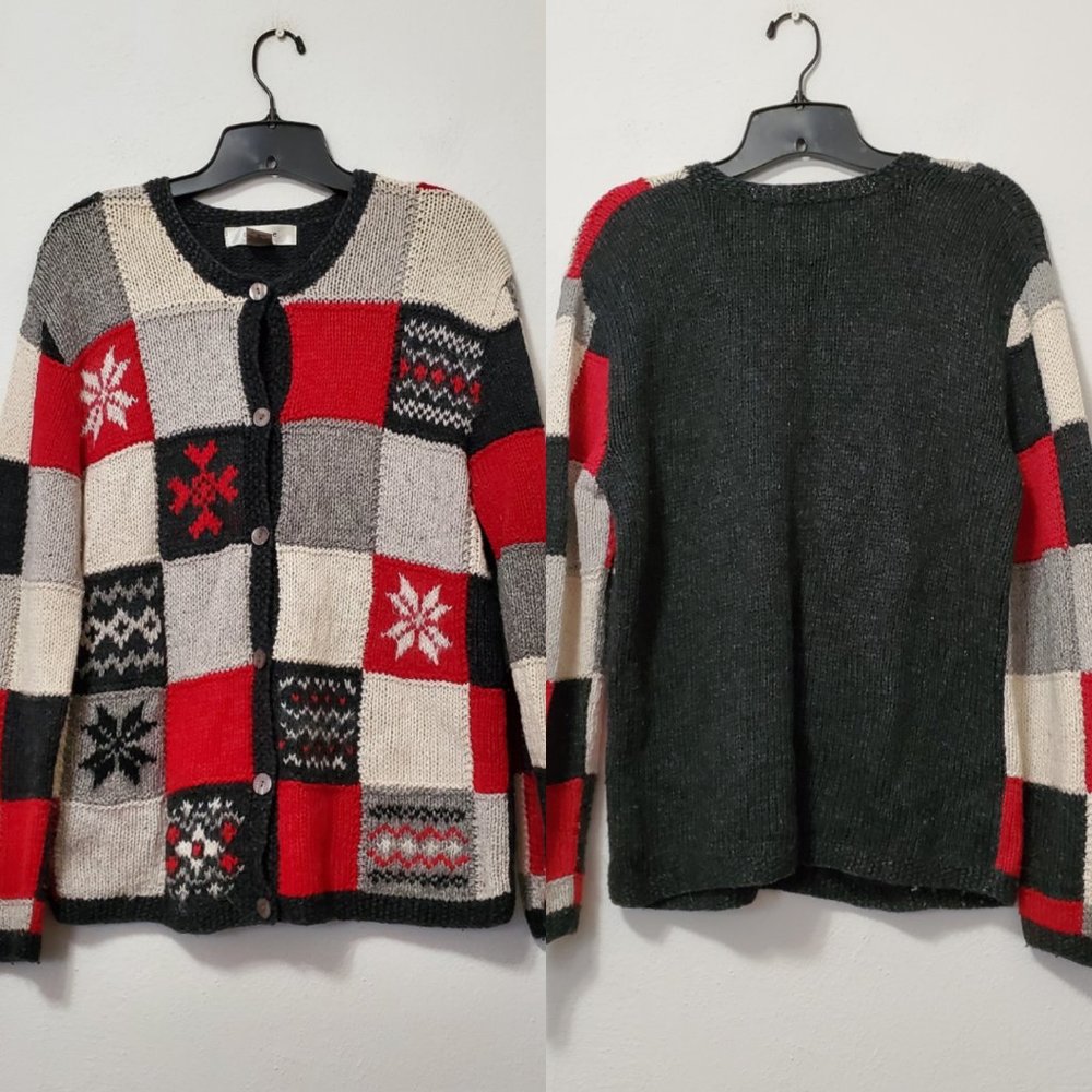 Thyme Wool Button Knit Holiday Sweater